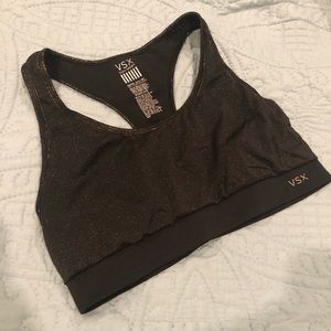 Black and gold glitter Victoria’s Secret VSX Sexy Sports Bra sz M